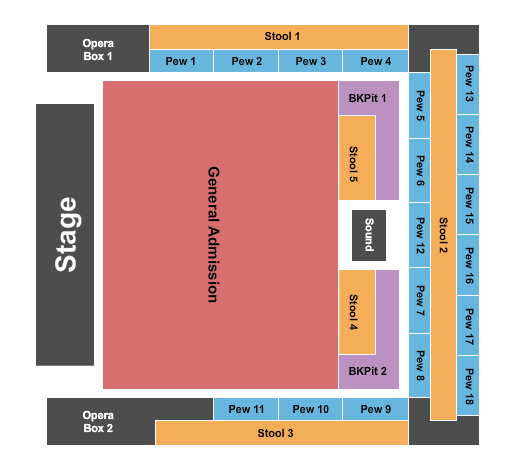 Reserved seating chart for House of Blues: orchestra, boxes, mezzanine, and balcony